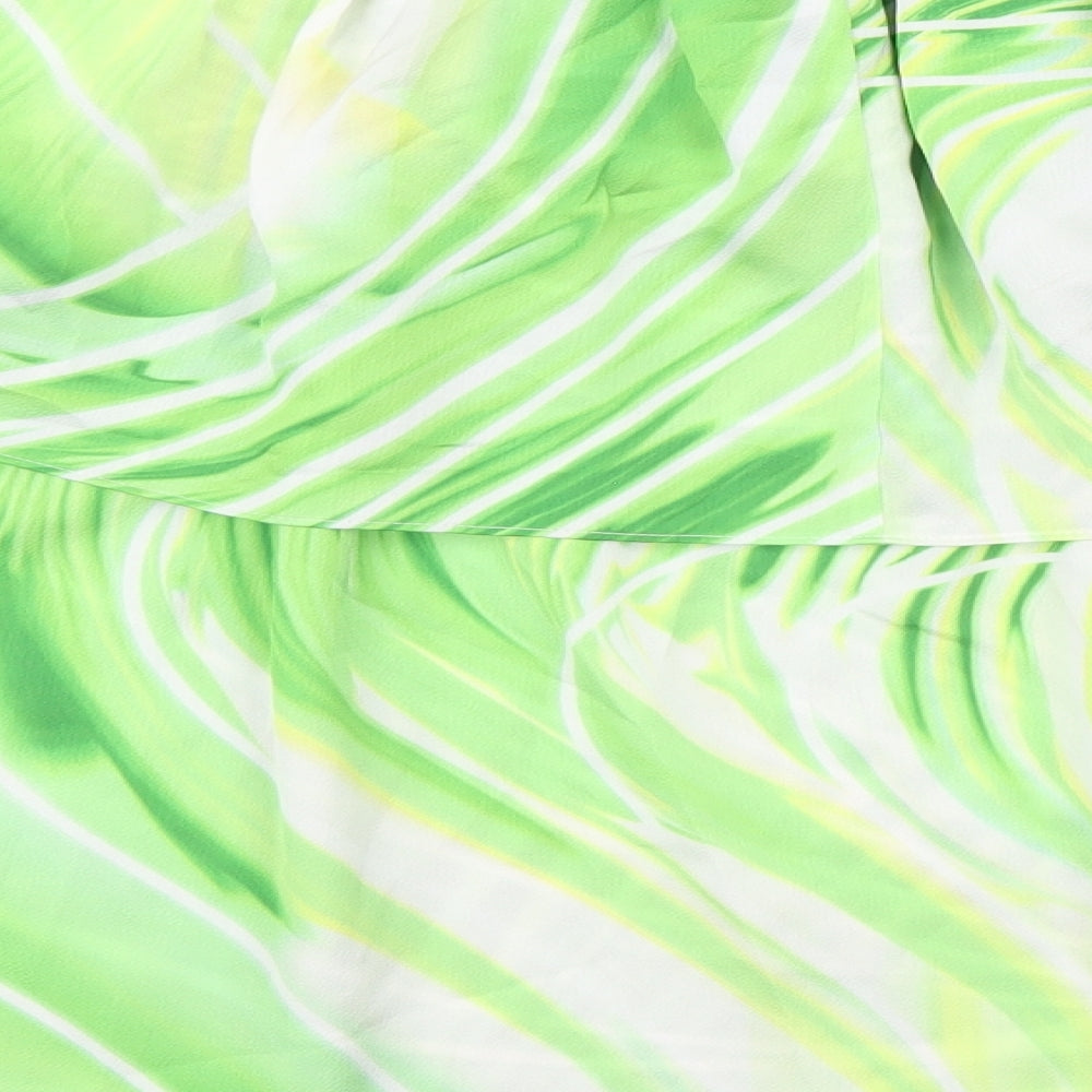 Debenhams Womens Green Geometric Polyester Basic Blouse Size 10 Boat Neck