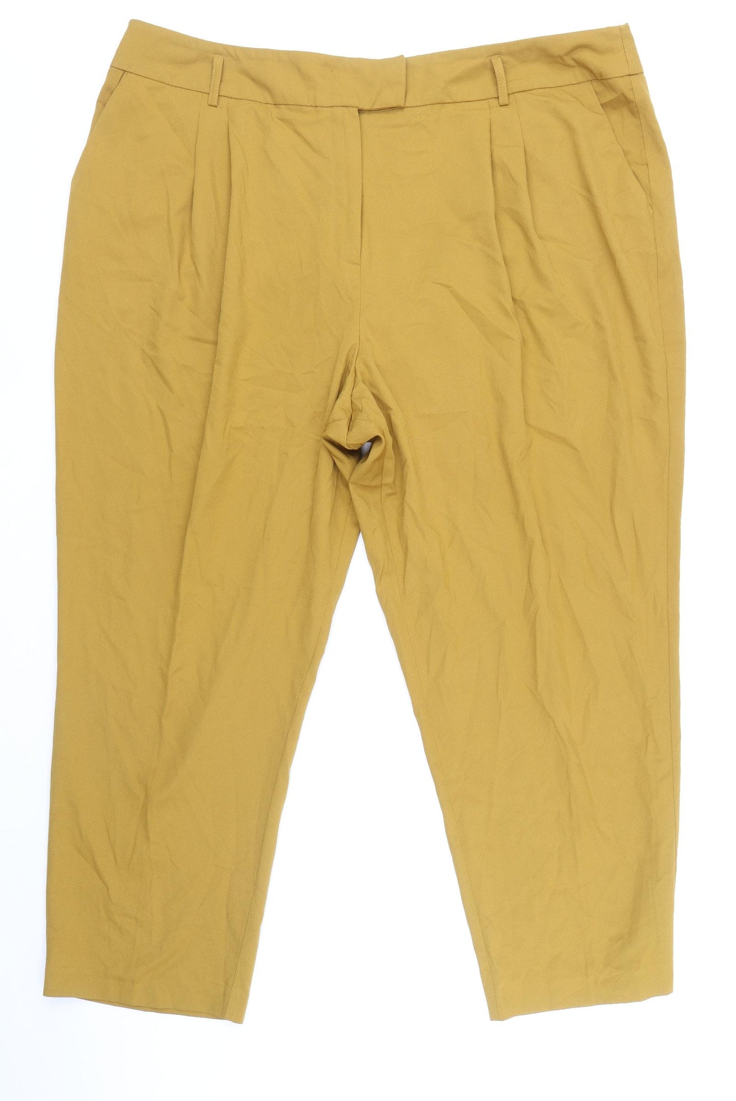 Primark Womens Yellow Polyester Carrot Trousers Size 20 Regular Zip