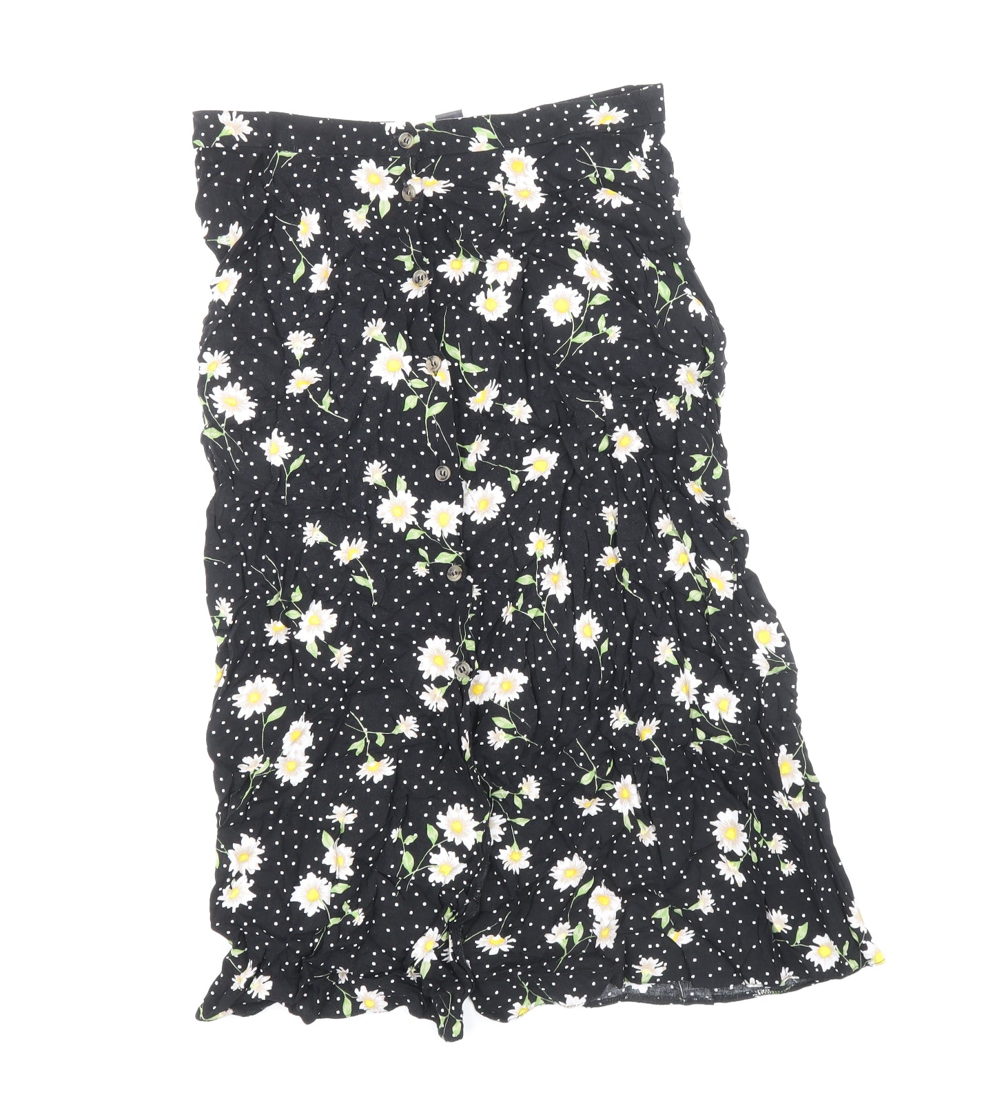 Primark Womens Multicoloured Floral Viscose A-Line Skirt Size 8 Button