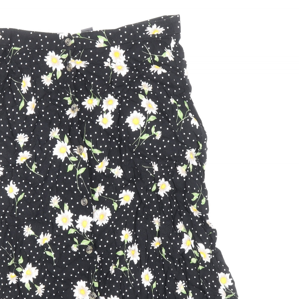 Primark Womens Multicoloured Floral Viscose A-Line Skirt Size 8 Button