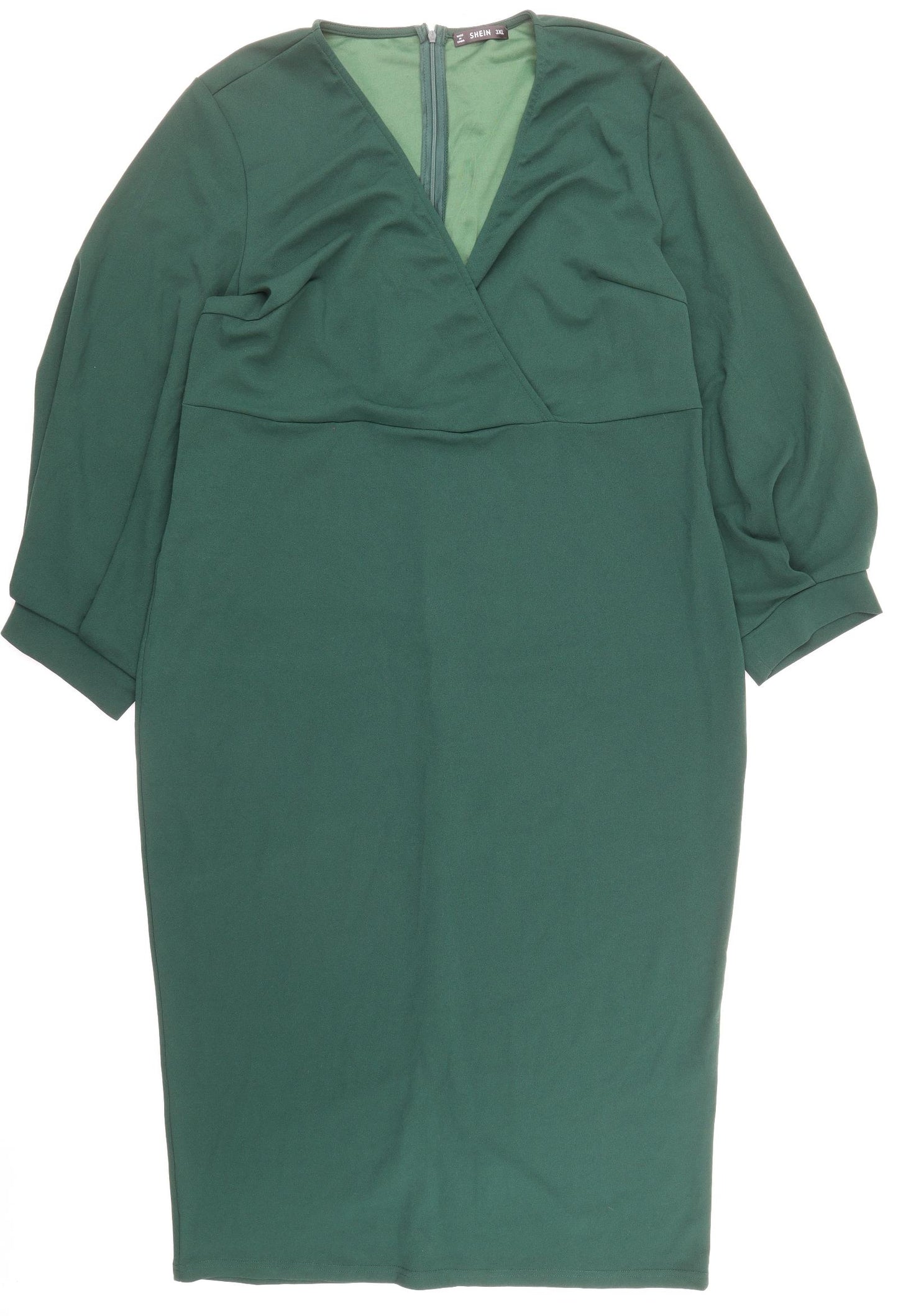 SHIEN Womens Green Polyester Sheath Size 3XL V-Neck Zip