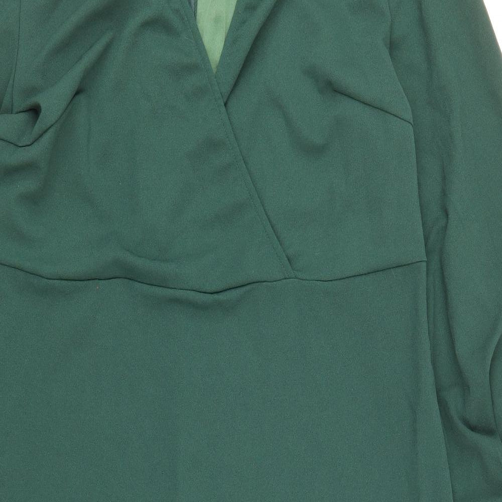 SHIEN Womens Green Polyester Sheath Size 3XL V-Neck Zip