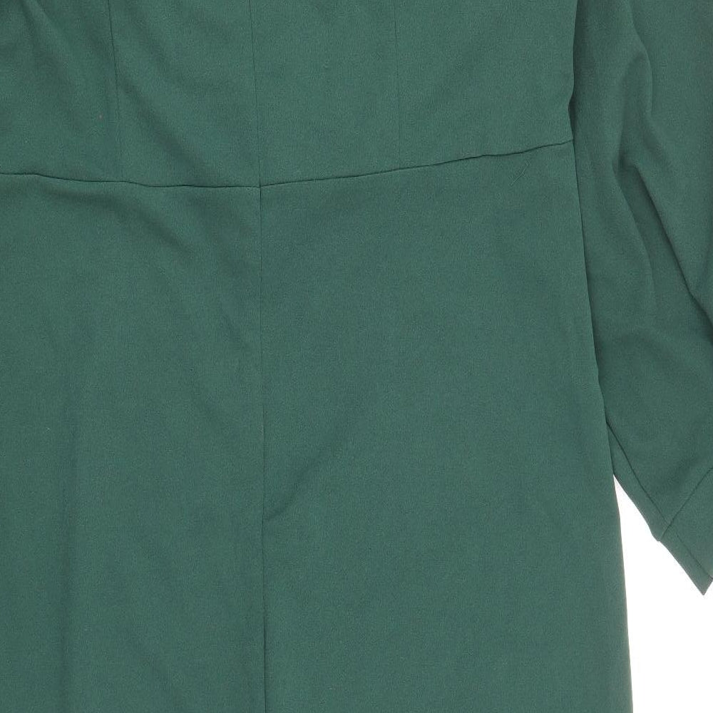 SHIEN Womens Green Polyester Sheath Size 3XL V-Neck Zip