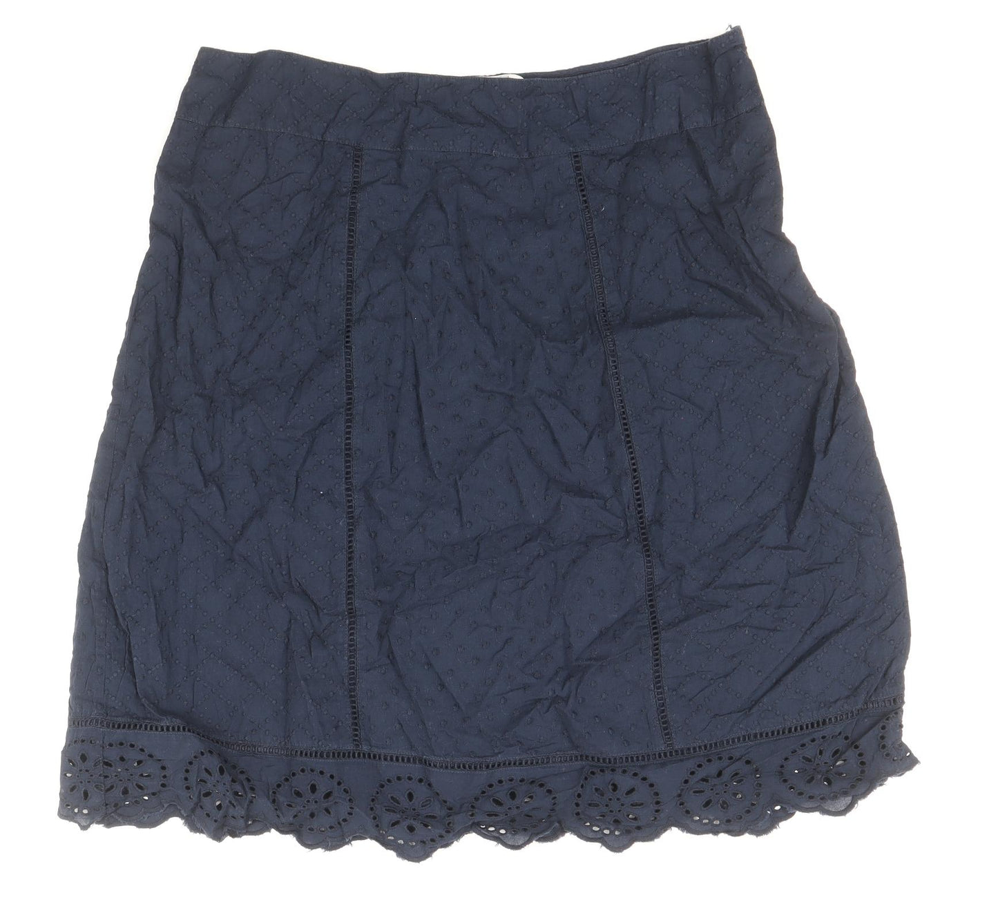 Fat Face Womens Blue Cotton A-Line Skirt Size 14 Zip