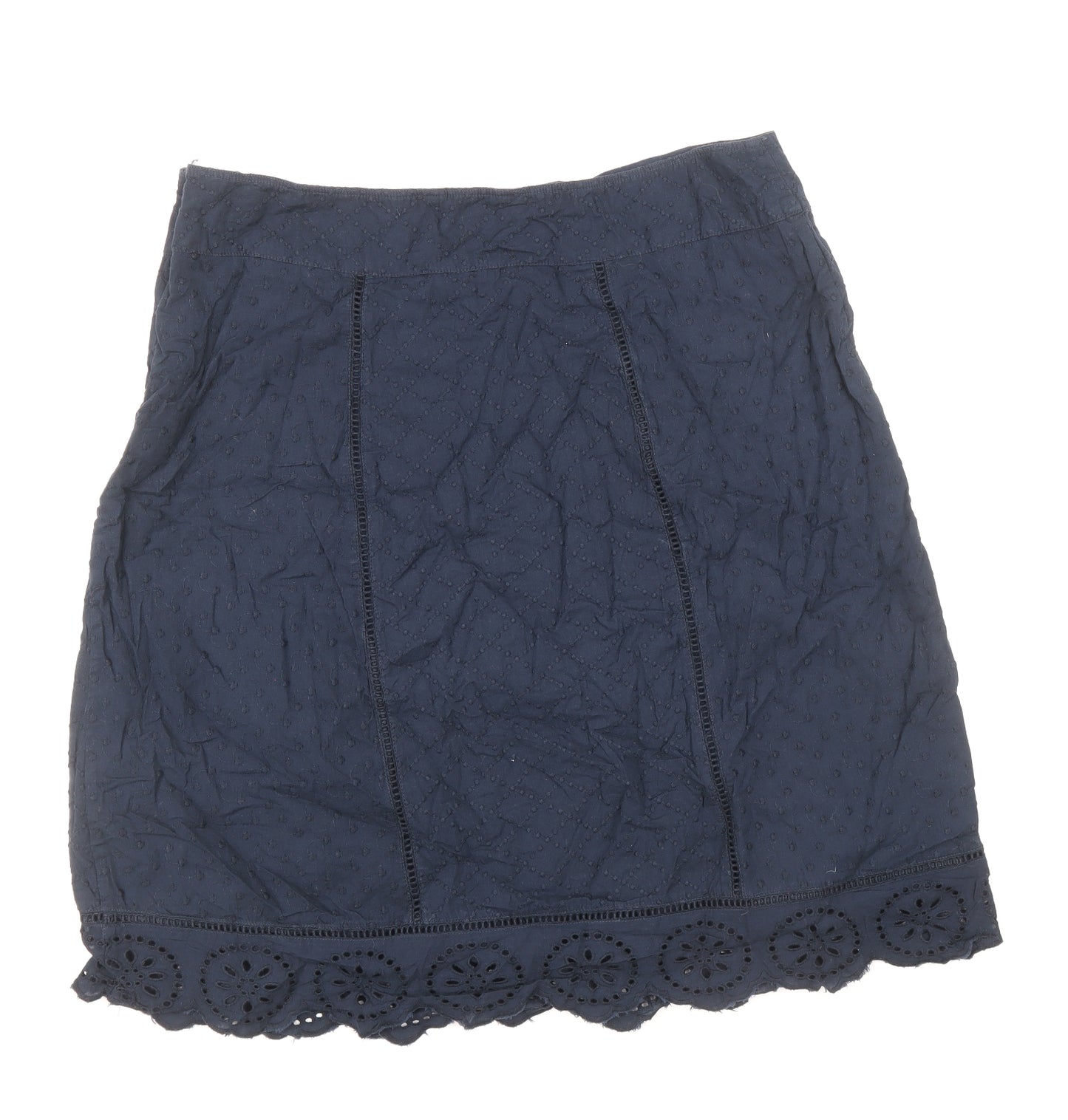 Fat Face Womens Blue Cotton A-Line Skirt Size 14 Zip