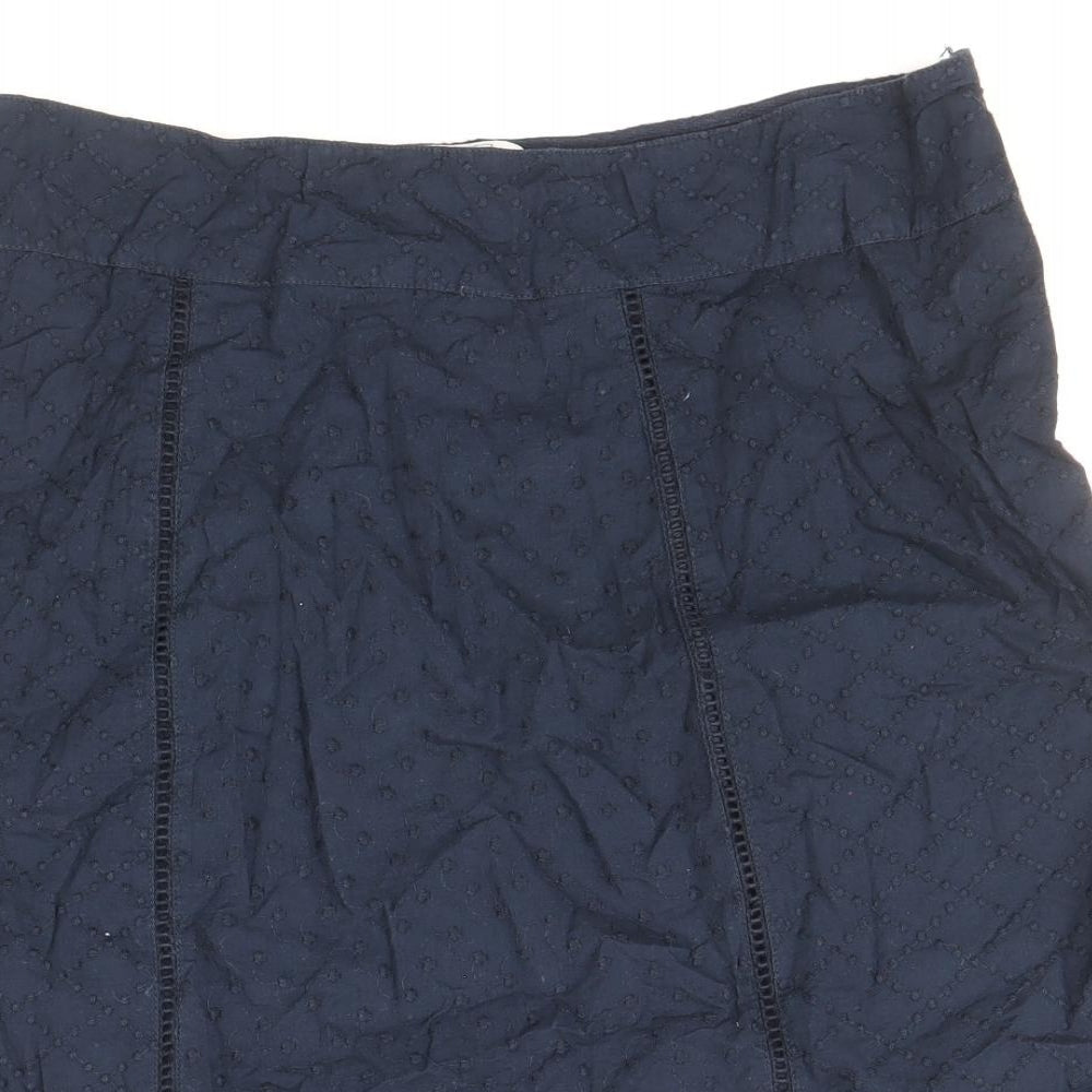 Fat Face Womens Blue Cotton A-Line Skirt Size 14 Zip