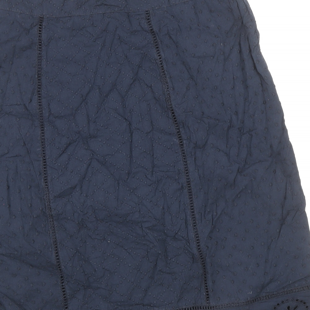 Fat Face Womens Blue Cotton A-Line Skirt Size 14 Zip