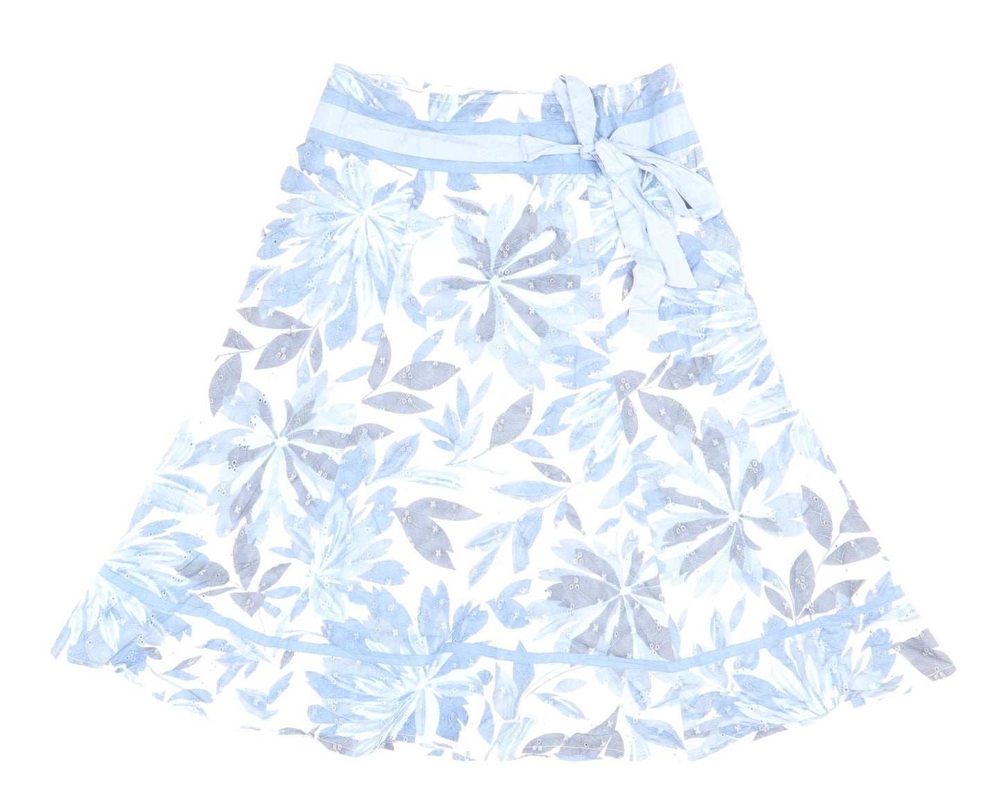 Per Una Womens Blue Floral Cotton A-Line Skirt Size 10 Zip