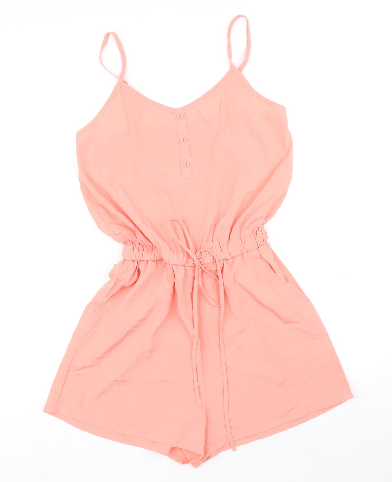 B. YOU Womens Pink Polyester Playsuit One-Piece Size 10 Drawstring