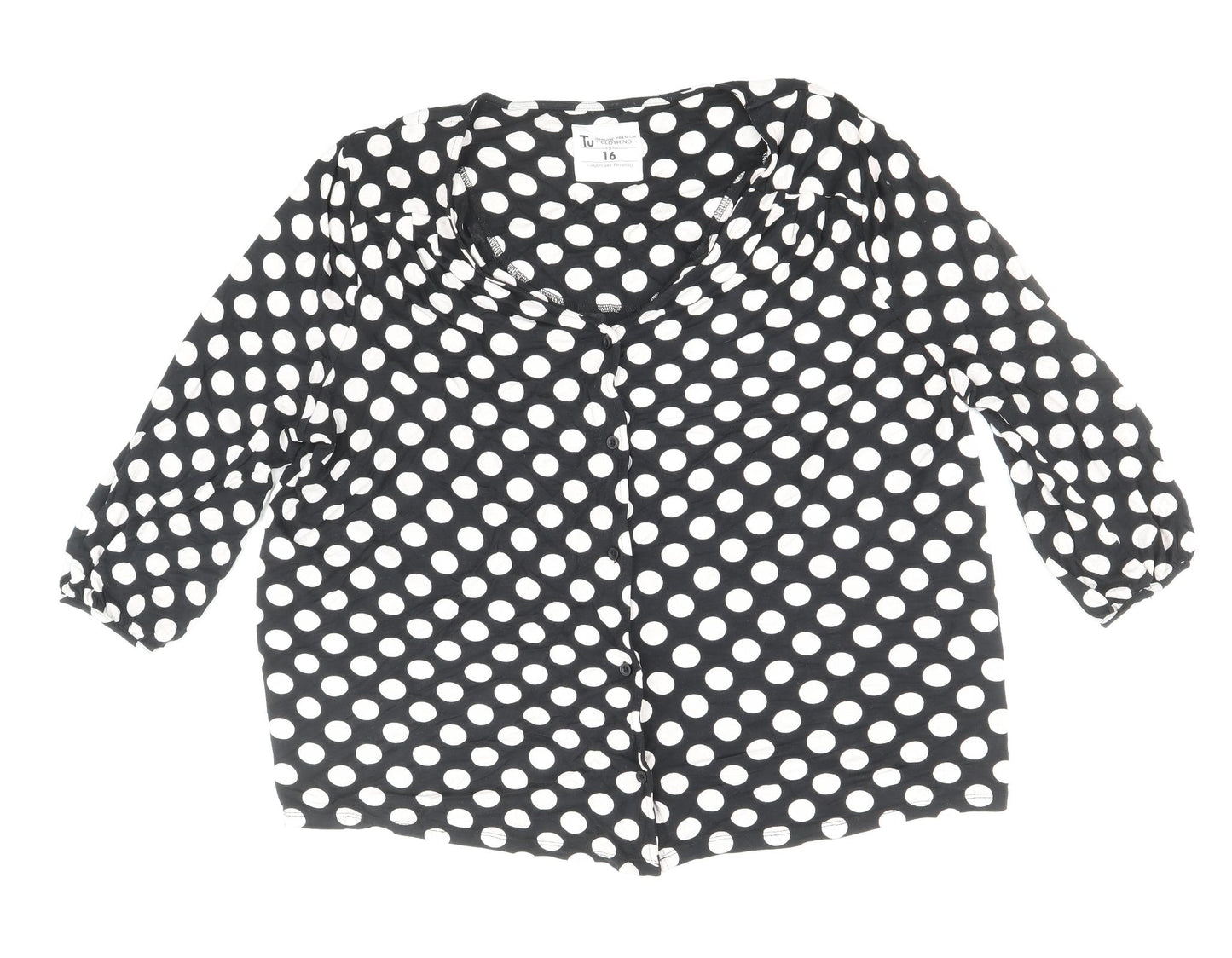 TU Womens Multicoloured Polka Dot Modal Basic Button-Up Size 16 Scoop Neck