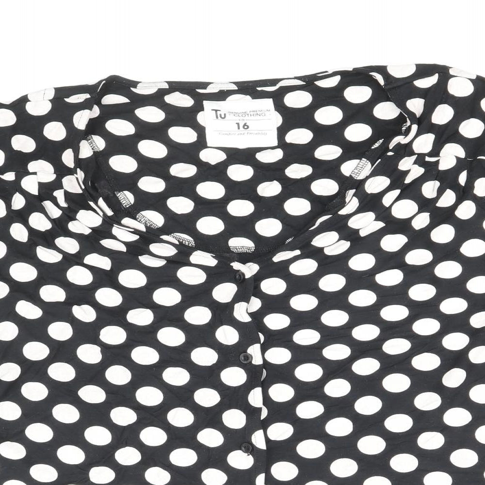 TU Womens Multicoloured Polka Dot Modal Basic Button-Up Size 16 Scoop Neck