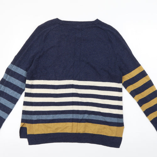 White Stuff Womens Blue Round Neck Striped Cotton Pullover Jumper Size 12