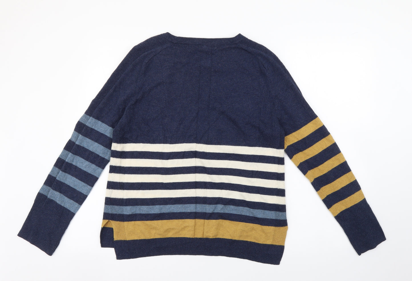 White Stuff Womens Blue Round Neck Striped Cotton Pullover Jumper Size 12