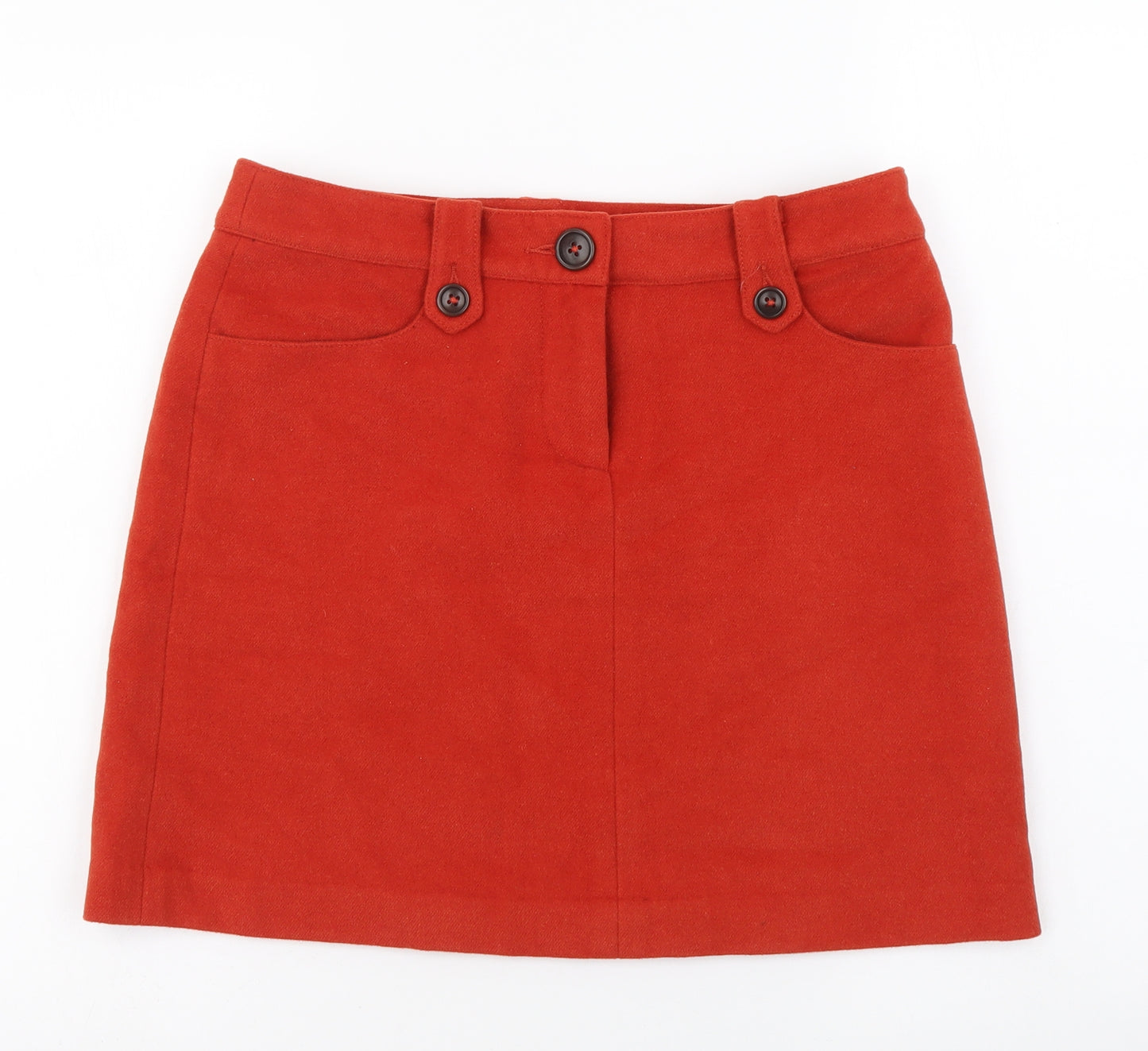 Boden Womens Orange Polyester Mini Skirt Size 10 Button