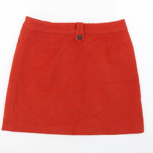 Boden Womens Orange Polyester Mini Skirt Size 10 Button