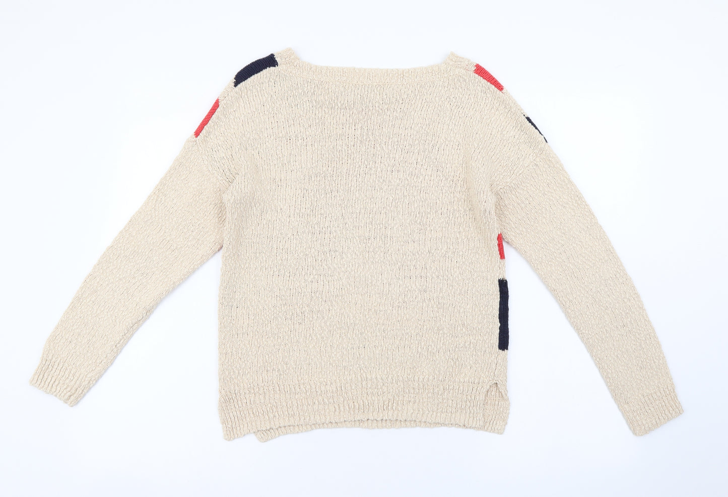 Topshop Womens Ivory Round Neck Cotton Pullover Jumper Size 8 - Union Jack