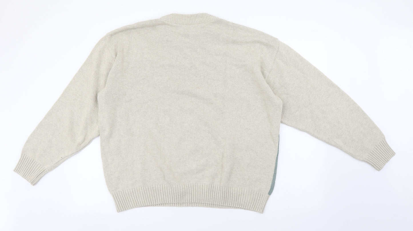 Tom Hanson Mens Ivory Round Neck Geometric Cotton Pullover Jumper Size XL
