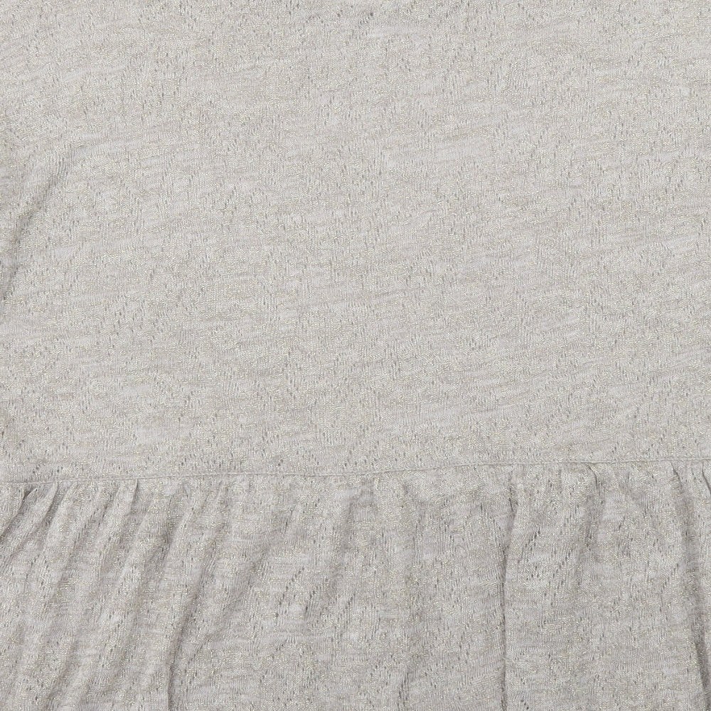 NEXT Womens Grey Acrylic Basic T-Shirt Size 14 Round Neck - Peplum