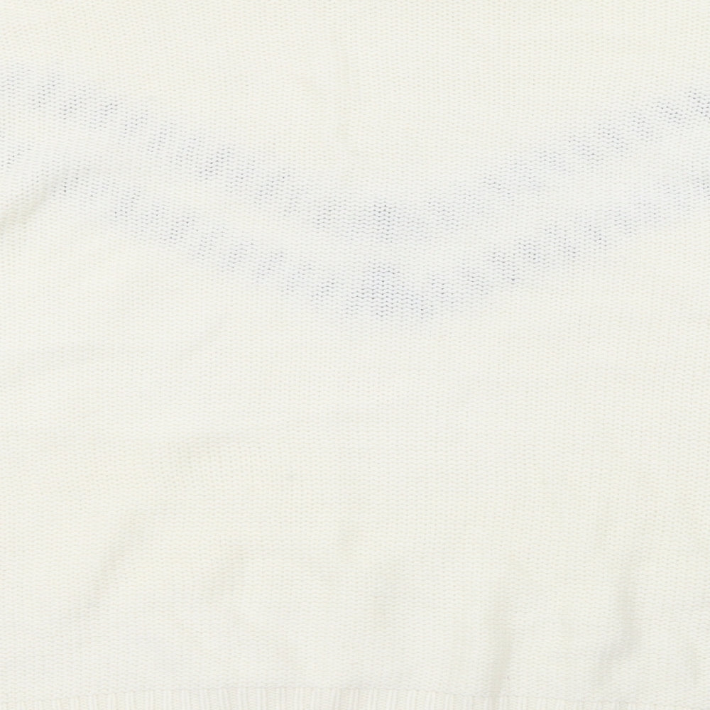 Papaya Womens White Round Neck Acrylic Pullover Jumper Size XL