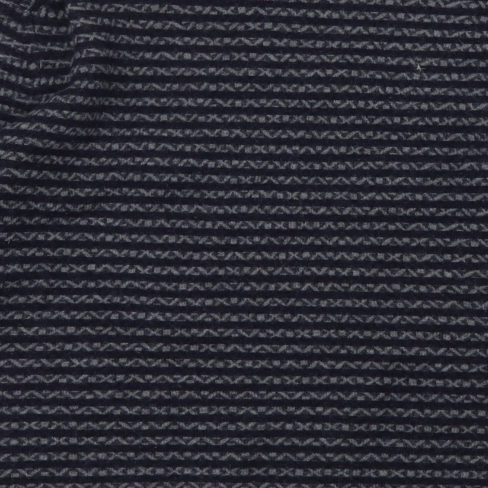 DKNY Mens Blue Round Neck Striped Wool Pullover Jumper Size XL