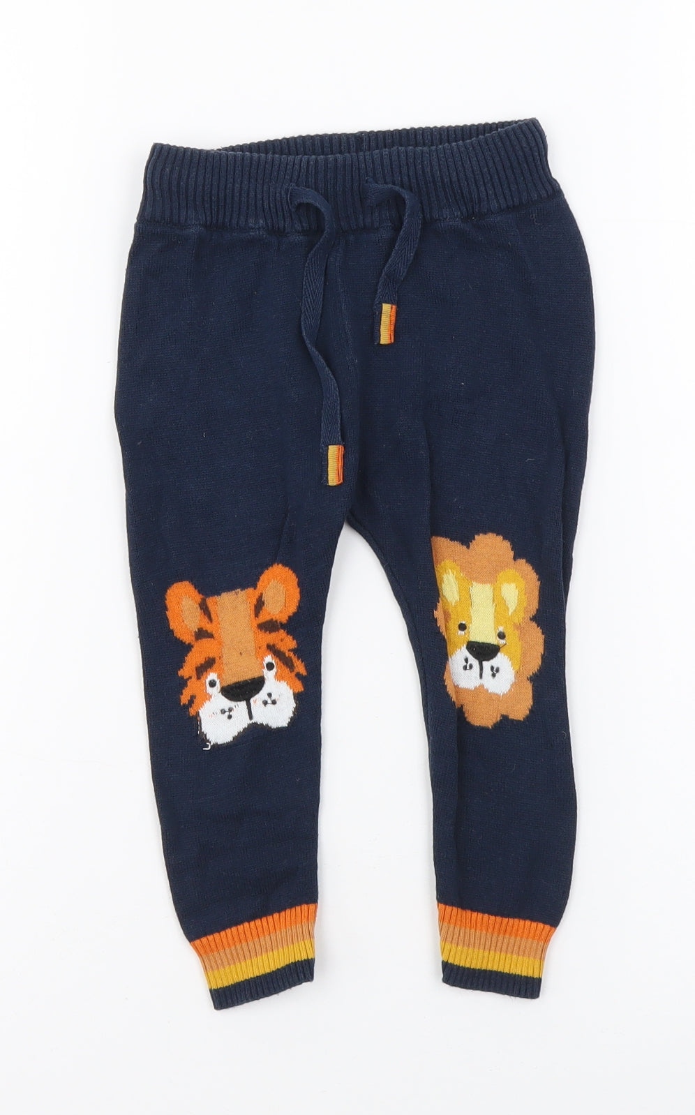 NEXT Boys Blue Cotton Jogger Trousers Size 12-18 Months Pullover - Tiger & Lion