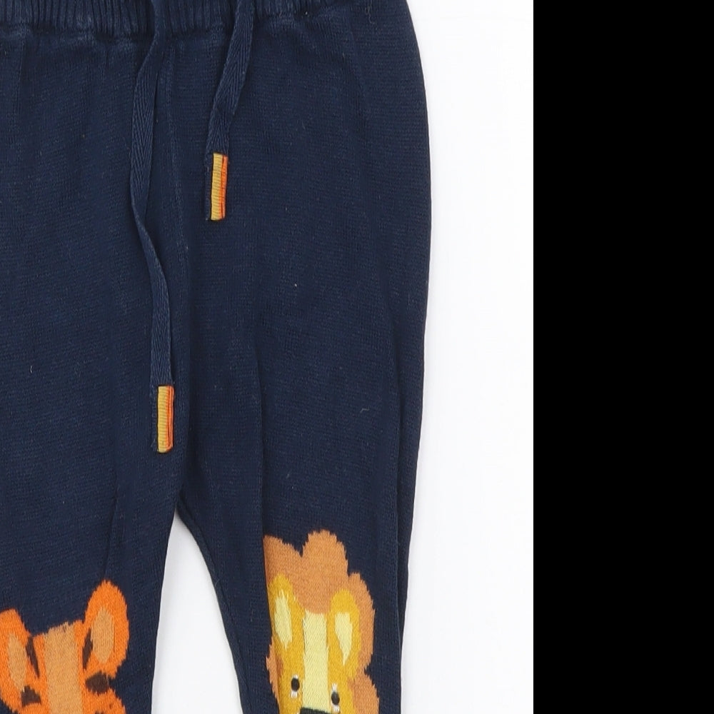 NEXT Boys Blue Cotton Jogger Trousers Size 12-18 Months Pullover - Tiger & Lion