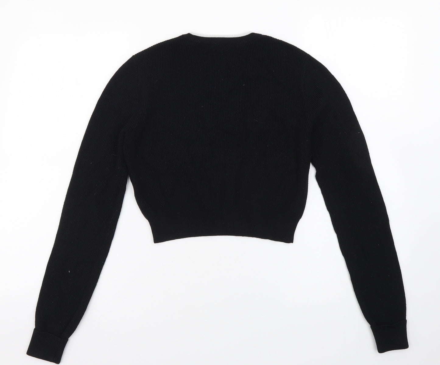 Jack Wills Womens Black Crew Neck Viscose Pullover Jumper Size 10 - Cropped