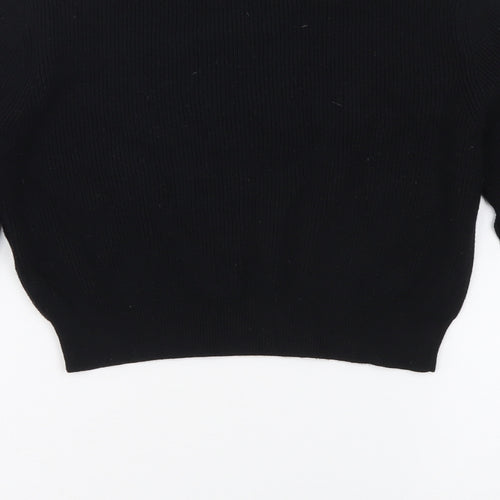 Jack Wills Womens Black Crew Neck Viscose Pullover Jumper Size 10 - Cropped