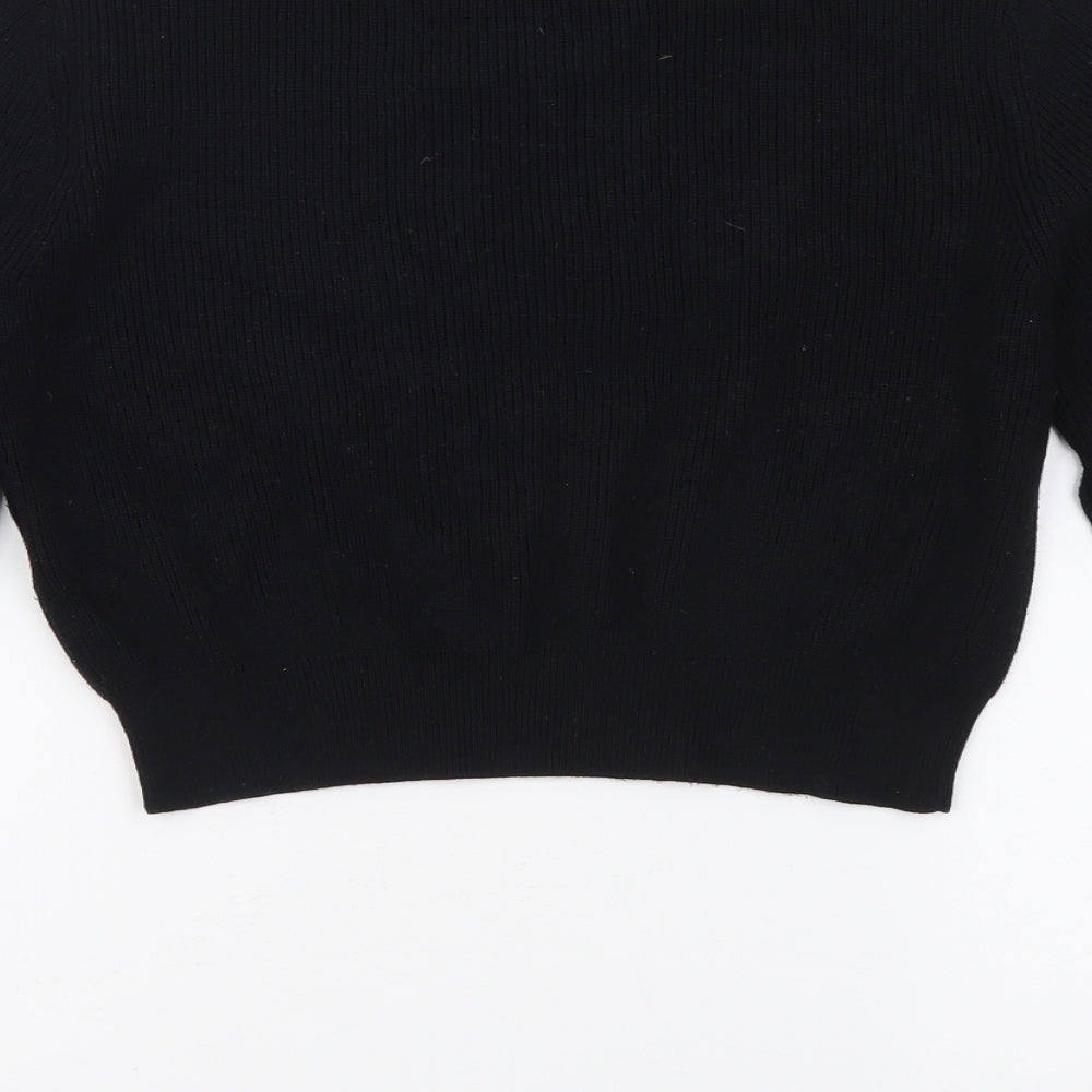 Jack Wills Womens Black Crew Neck Viscose Pullover Jumper Size 10 - Cropped