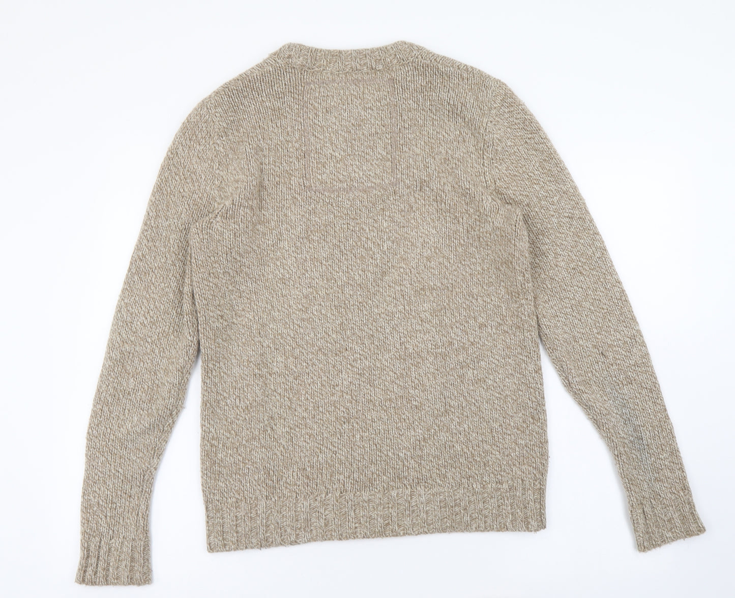 Superdry Mens Beige Crew Neck Wool Pullover Jumper Size S