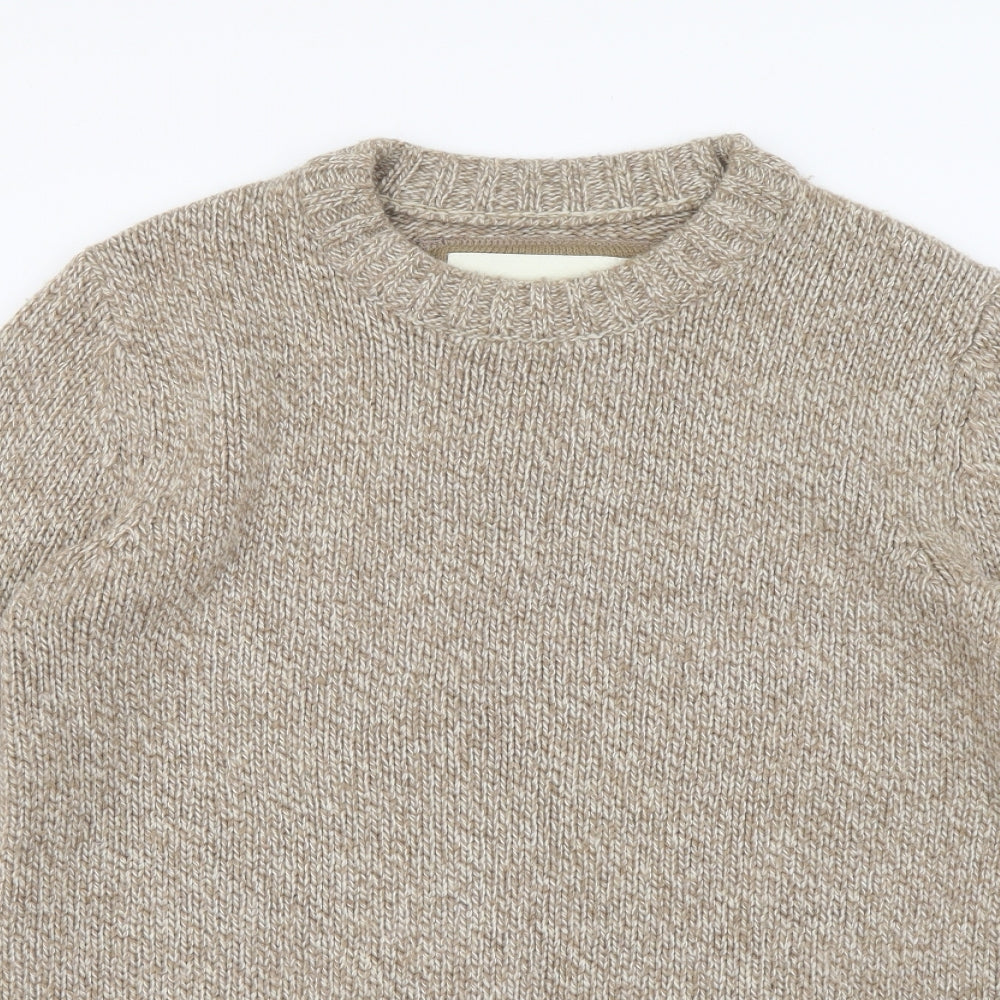 Superdry Mens Beige Crew Neck Wool Pullover Jumper Size S