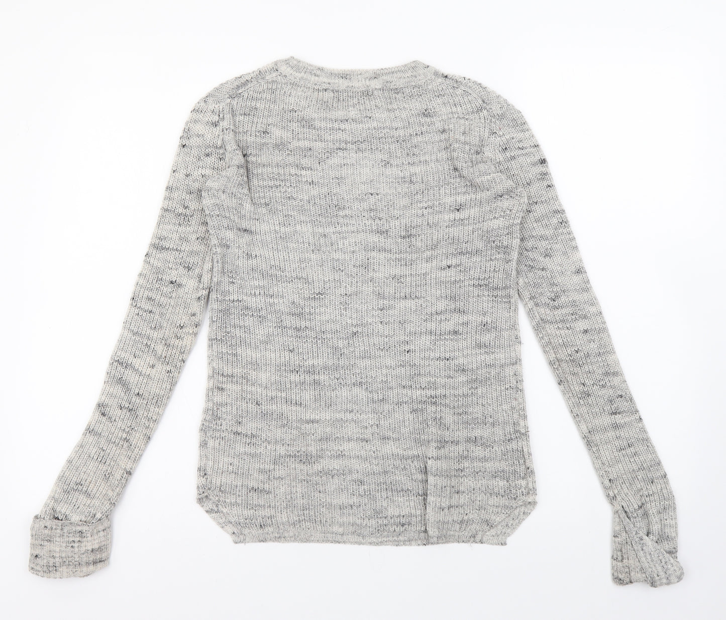 Pull&Bear Womens Grey Round Neck Cotton Pullover Jumper Size 8