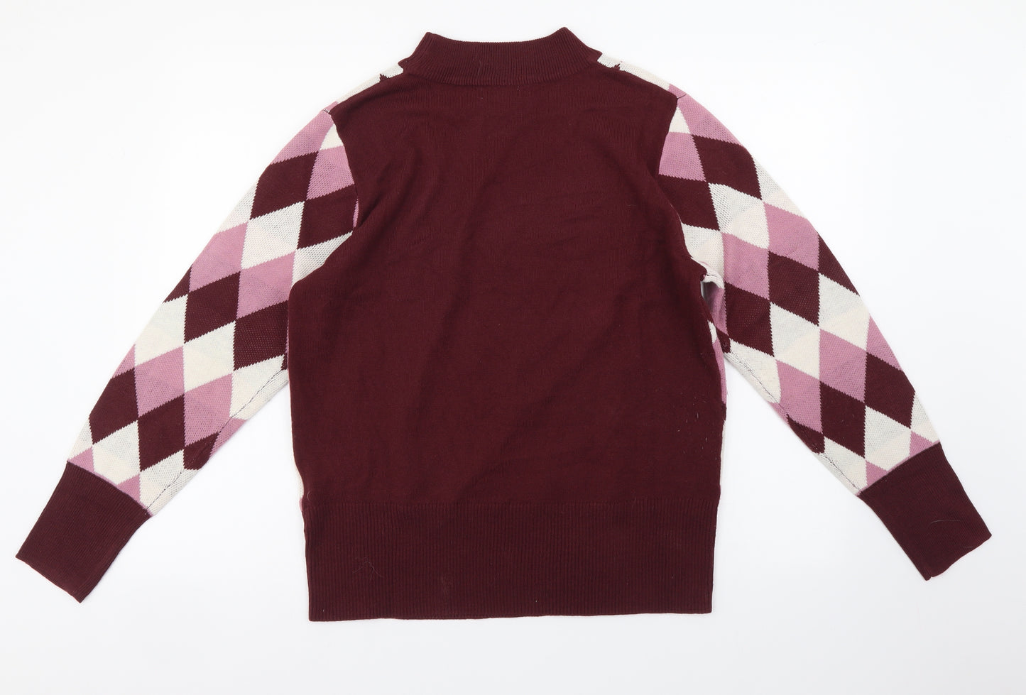 Damart Womens Multicoloured Mock Neck Geometric Acrylic Pullover Jumper Size 14