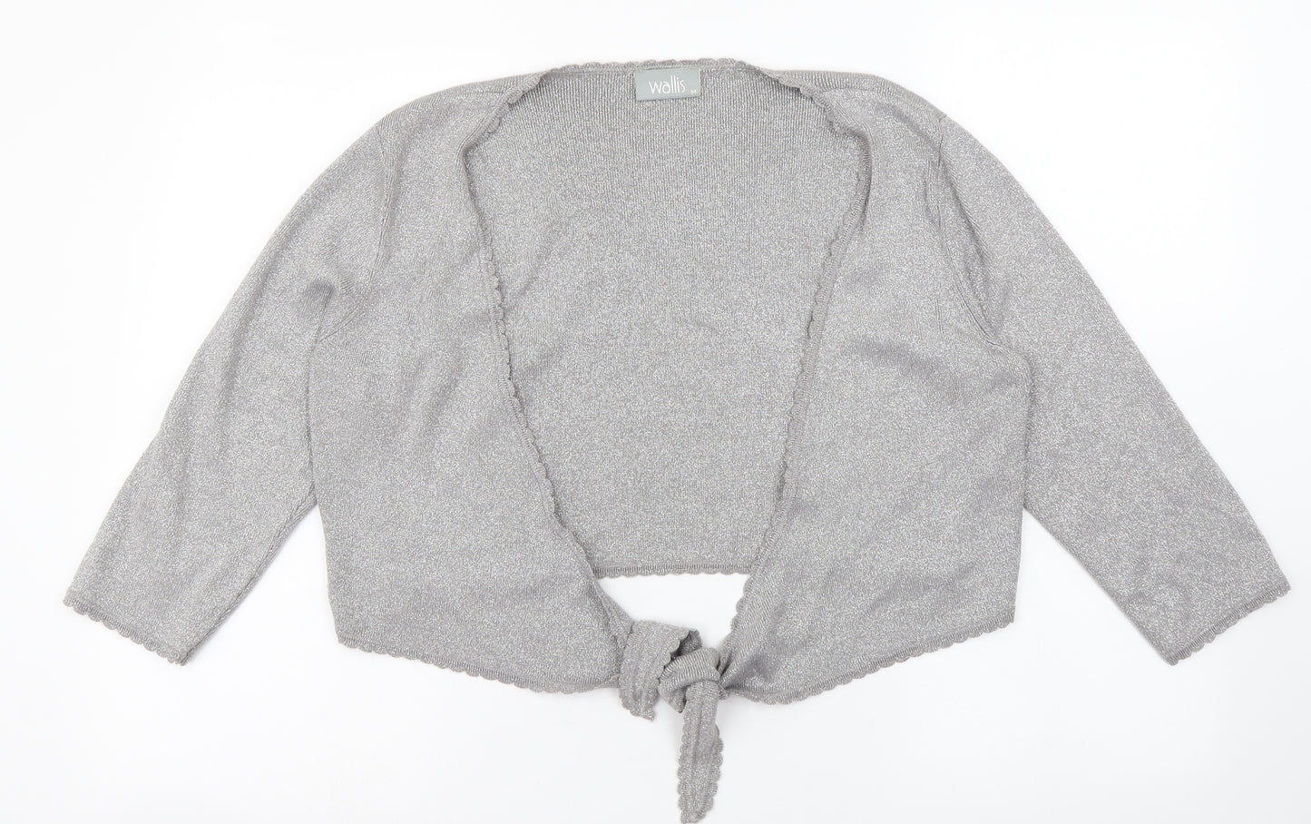 Wallis Womens Silver V-Neck Viscose Shrug Jumper Size M