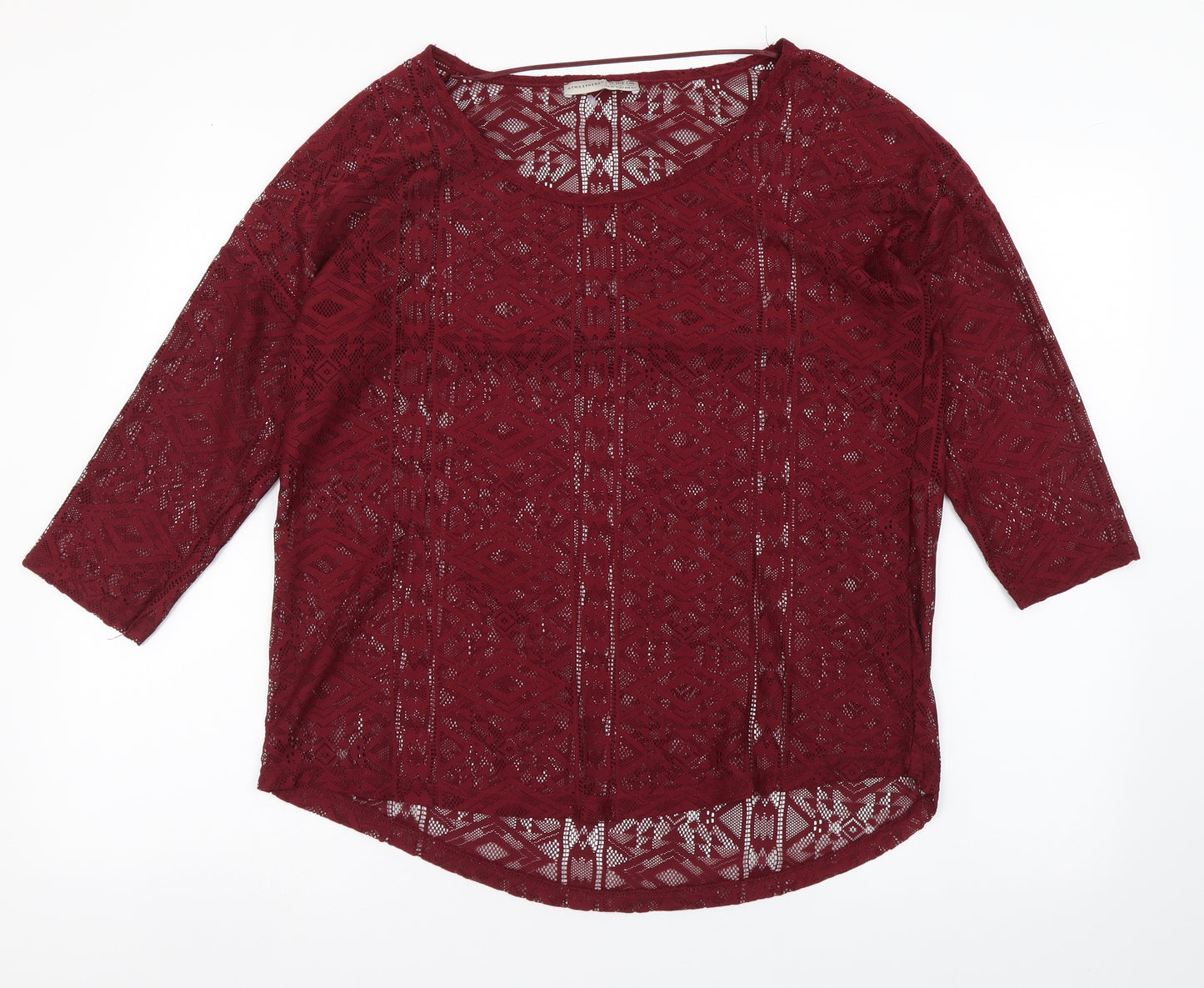 Atmosphere Womens Purple Geometric Polyester Basic Blouse Size 12 Round Neck