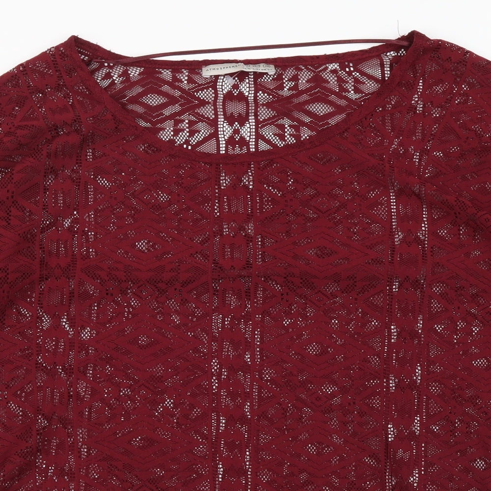Atmosphere Womens Purple Geometric Polyester Basic Blouse Size 12 Round Neck