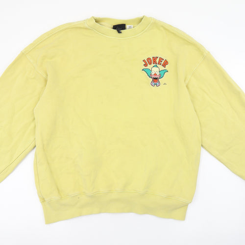 H&M Mens Yellow Round Neck Cotton Pullover Jumper Size XS - The Simpsons Krusty The Clown
