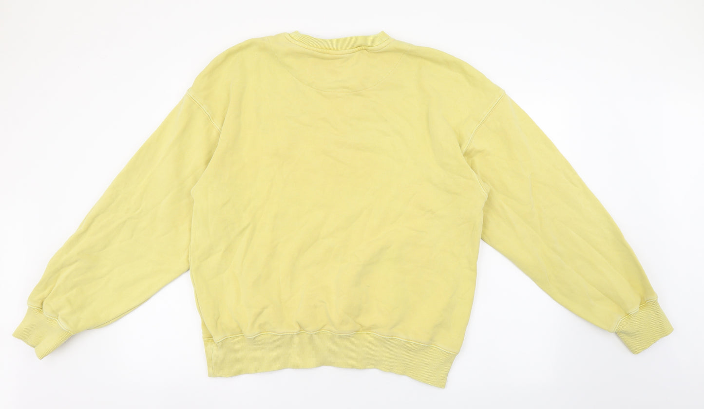 H&M Mens Yellow Round Neck Cotton Pullover Jumper Size XS - The Simpsons Krusty The Clown