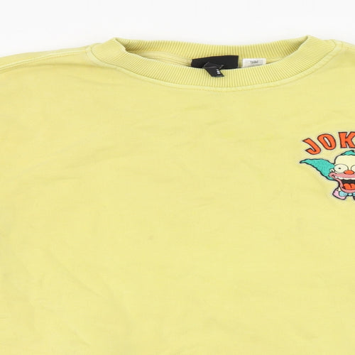 H&M Mens Yellow Round Neck Cotton Pullover Jumper Size XS - The Simpsons Krusty The Clown