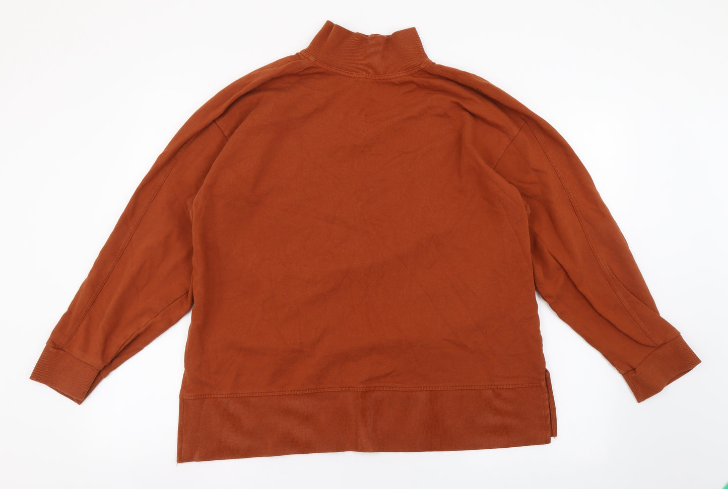 Zara Womens Orange Mock Neck Cotton Pullover Jumper Size 8