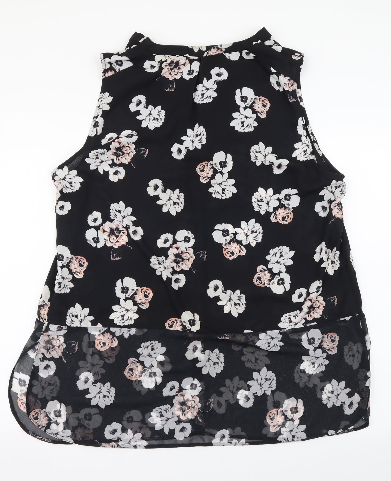 George Womens Black Floral Polyester Basic Blouse Size 20 V-Neck