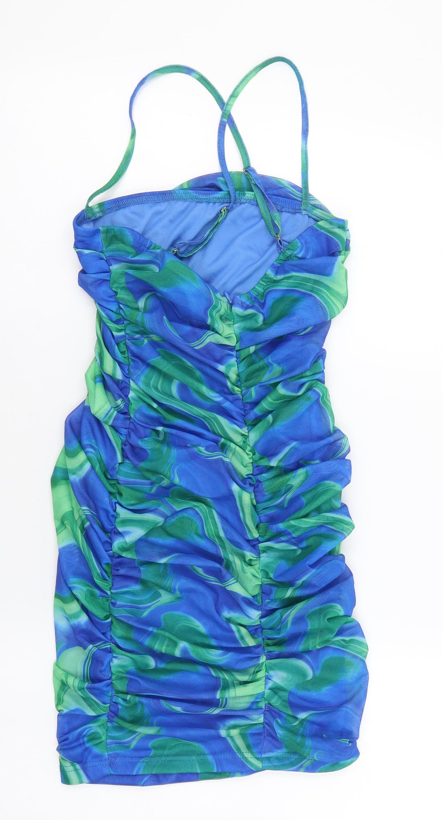 Naanaa Womens Multicoloured Geometric Polyester Bodycon Size 8 V-Neck Zip