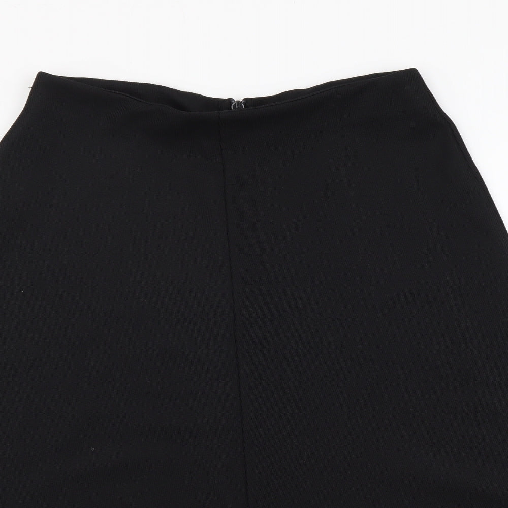 NEXT Womens Black Cotton Swing Skirt Size 8 Zip