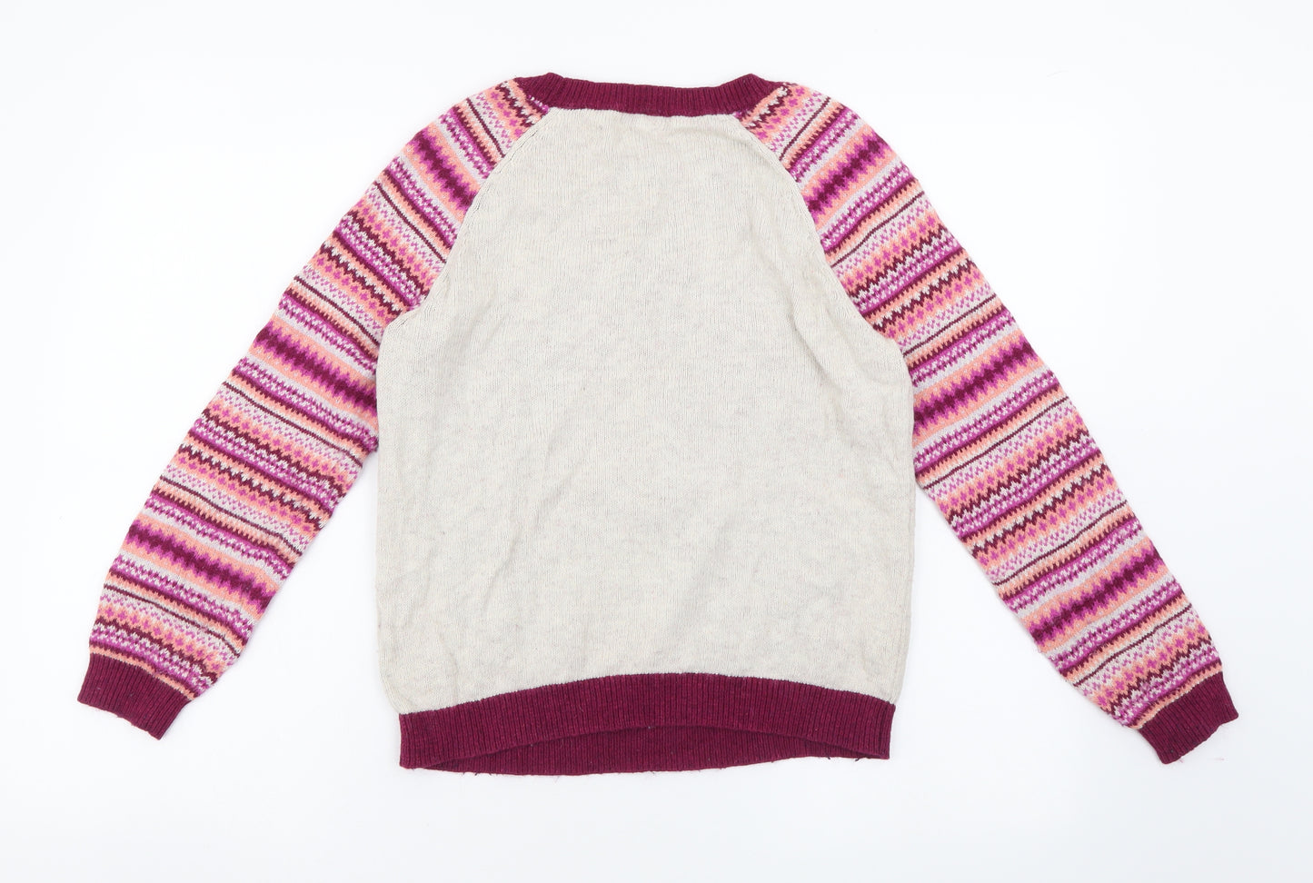 TU Womens Multicoloured Round Neck Geometric Cotton Pullover Jumper Size 10