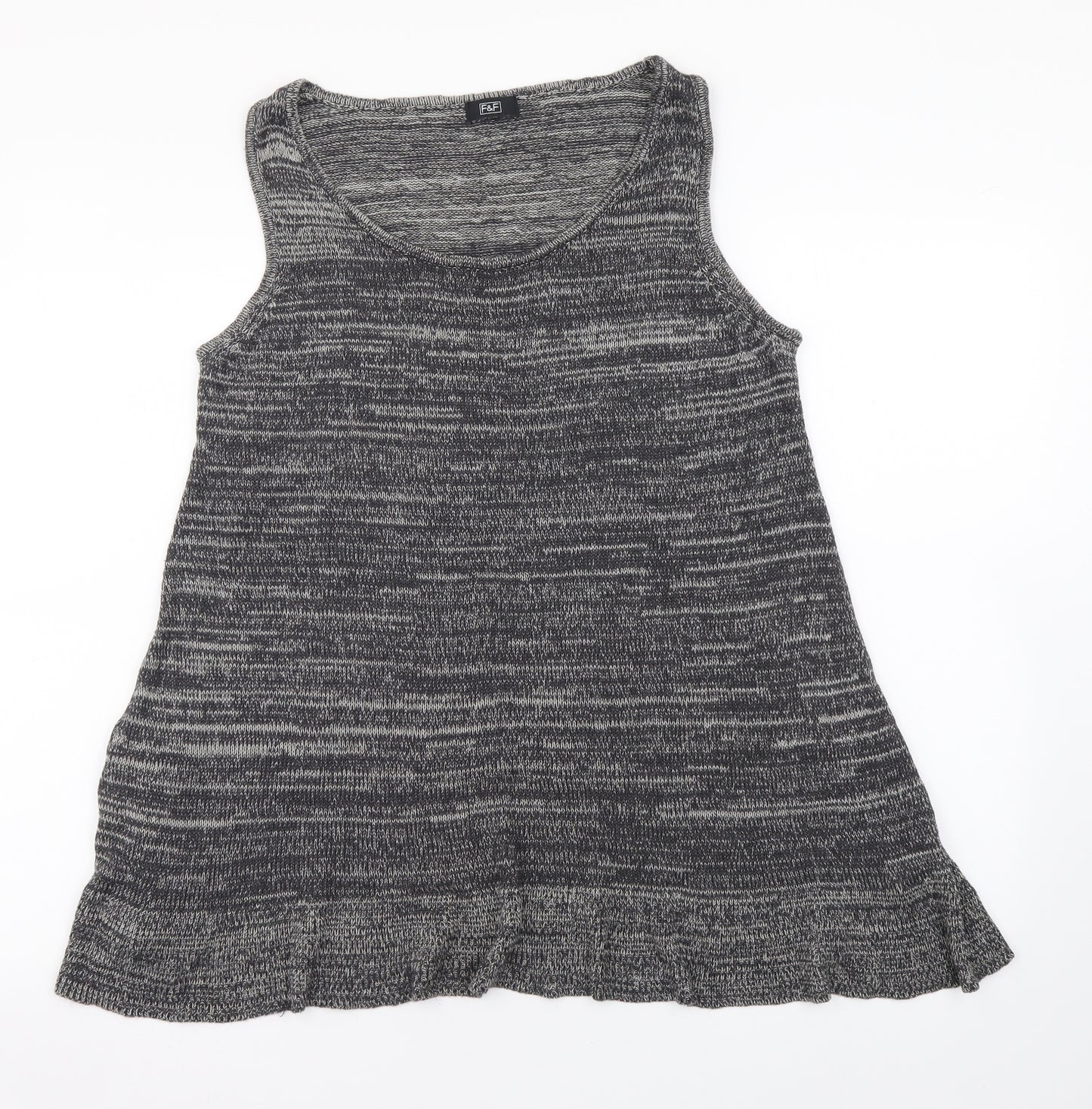F&F Womens Grey Viscose Basic Tank Size 14 Boat Neck