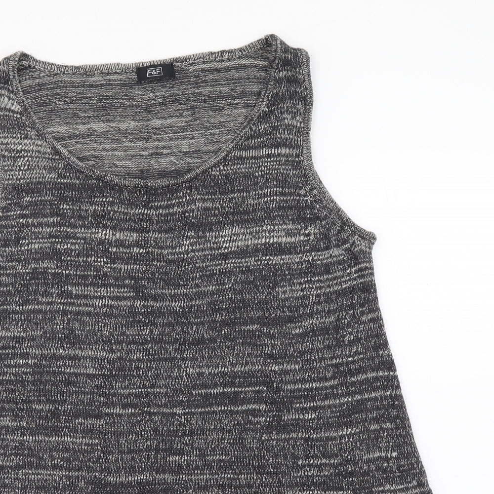 F&F Womens Grey Viscose Basic Tank Size 14 Boat Neck