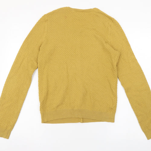 NEXT Womens Yellow Round Neck Nylon Cardigan Jumper Size 8