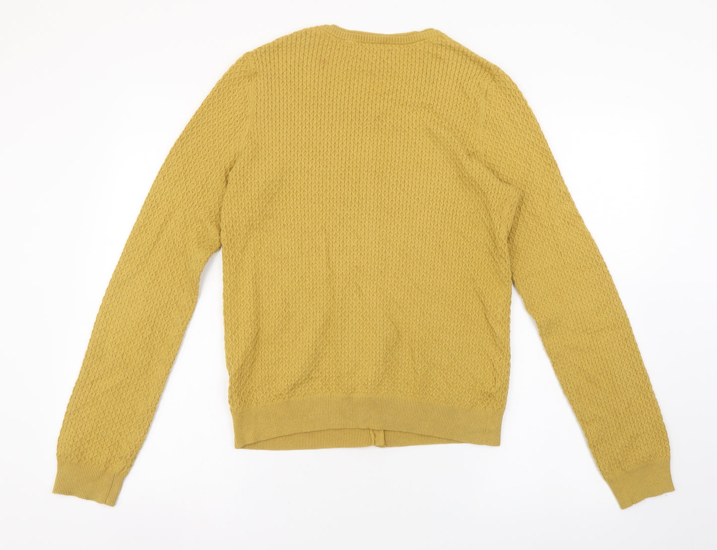 NEXT Womens Yellow Round Neck Nylon Cardigan Jumper Size 8
