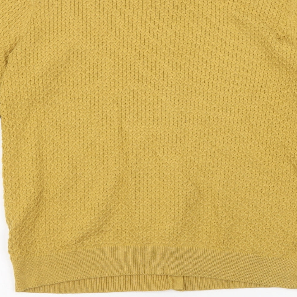 NEXT Womens Yellow Round Neck Nylon Cardigan Jumper Size 8