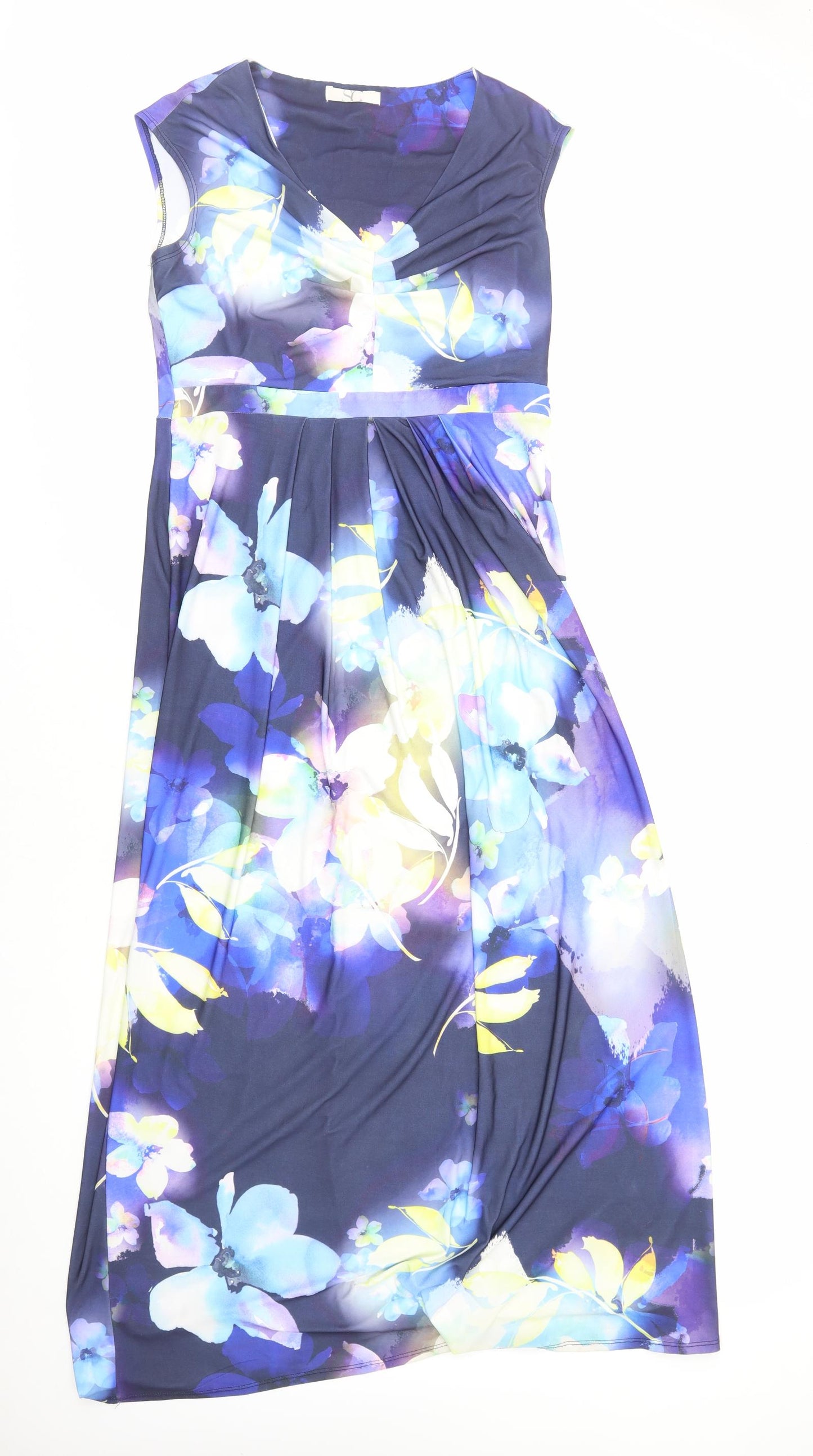 BHS Womens Multicoloured Floral Polyester Fit & Flare Size 14 V-Neck Pullover